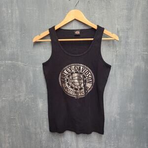 Harley Davidson Tank Top Silver Eagle Waterloo Iowa Glitter Sparkle Medium